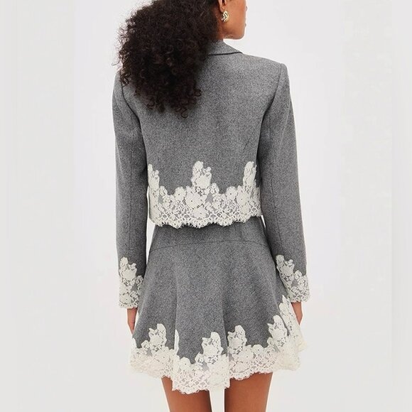 LoveShackFancy   Icarus Cropped Lace-Trimmed Blazer - Picture 3 of 9